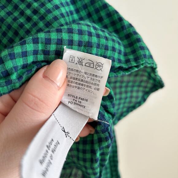 J. Crew Gathered Popover Top Green Blue 2 - Picture 7 of 7